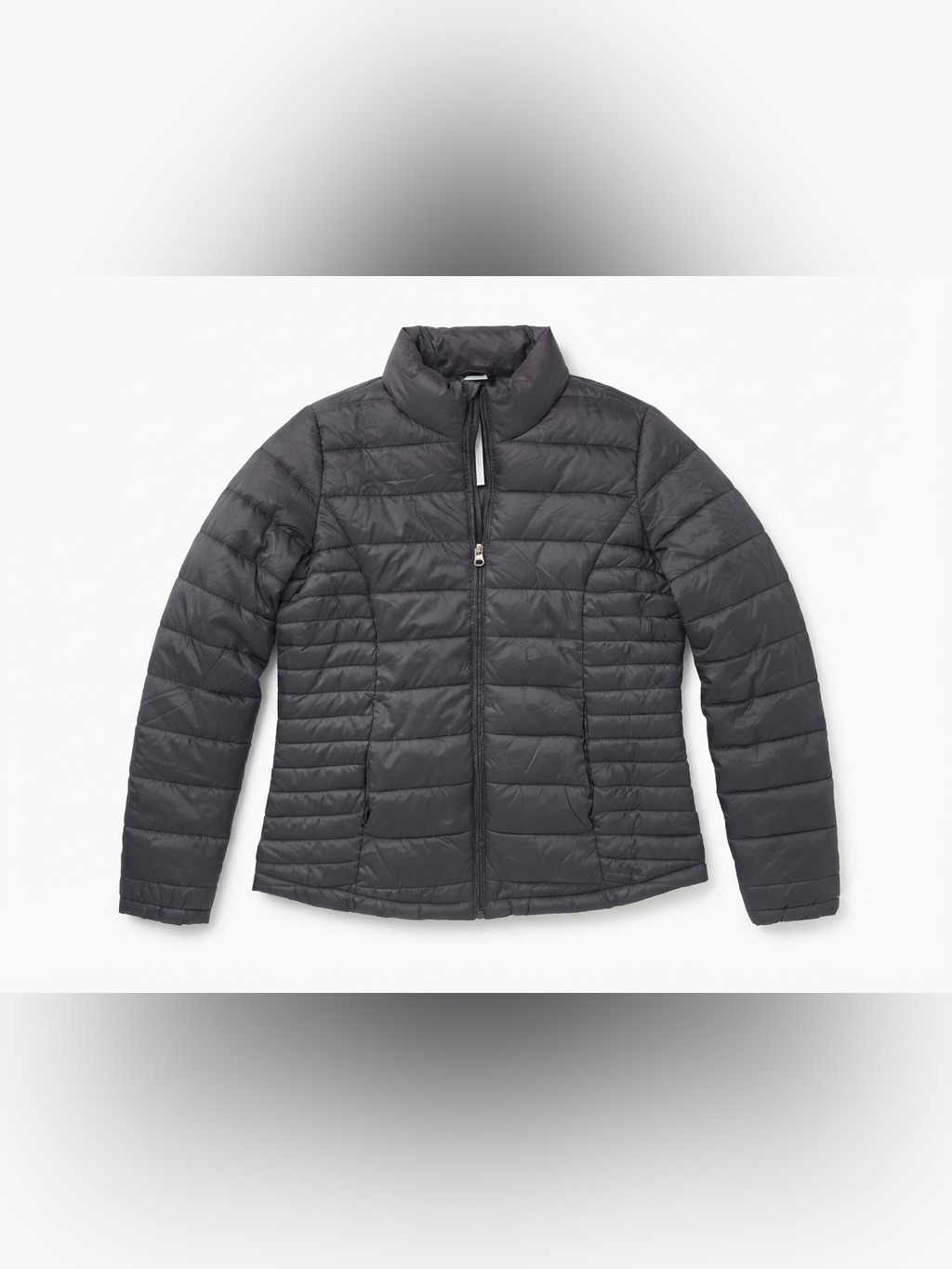 Infinity Woman Dark Grey Lightweight Puffer Jacket Size Small